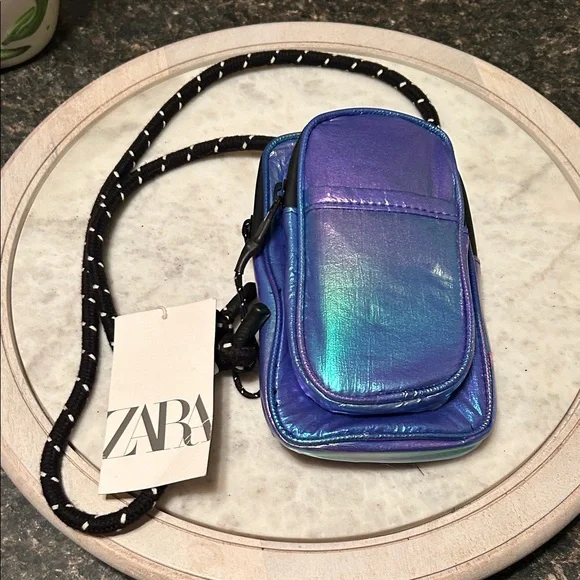 Zara Crossbody Phone Pouch iridescent blue - Picture 1 of 1